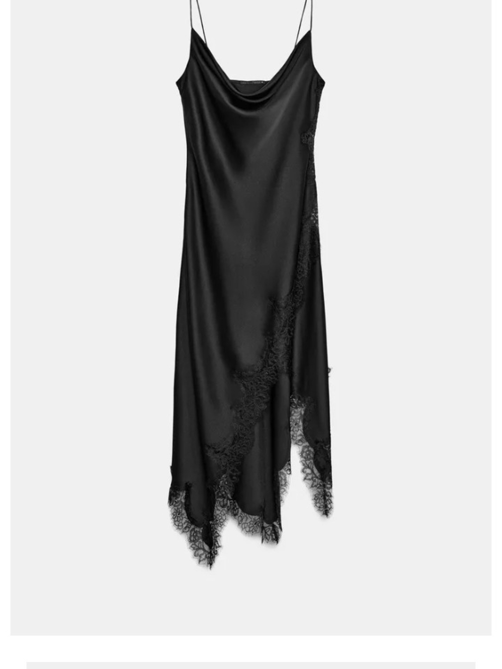 Zara Black Lace-Trim Midi Slip Dress - Picture 5 of 6